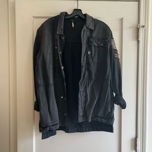 Vintage Free People Embroidered Denim Jacket